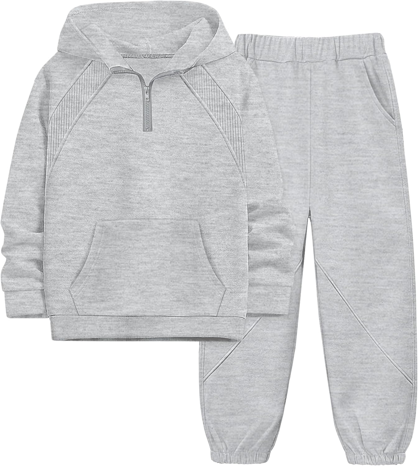 NECIOUS Boys Clothes 2 Piece Long Sleeve Quarter Zip Hoodie Sweatshirt and Sweatpants Fall Winter Sweatsuit 6-12Y