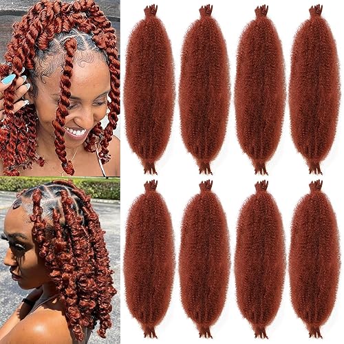 Extensiones de cabello sintético preseparado de 10 pulgadas, 8 paquetes de cabello sintético con resorte de cobre para rastas sintéticas de