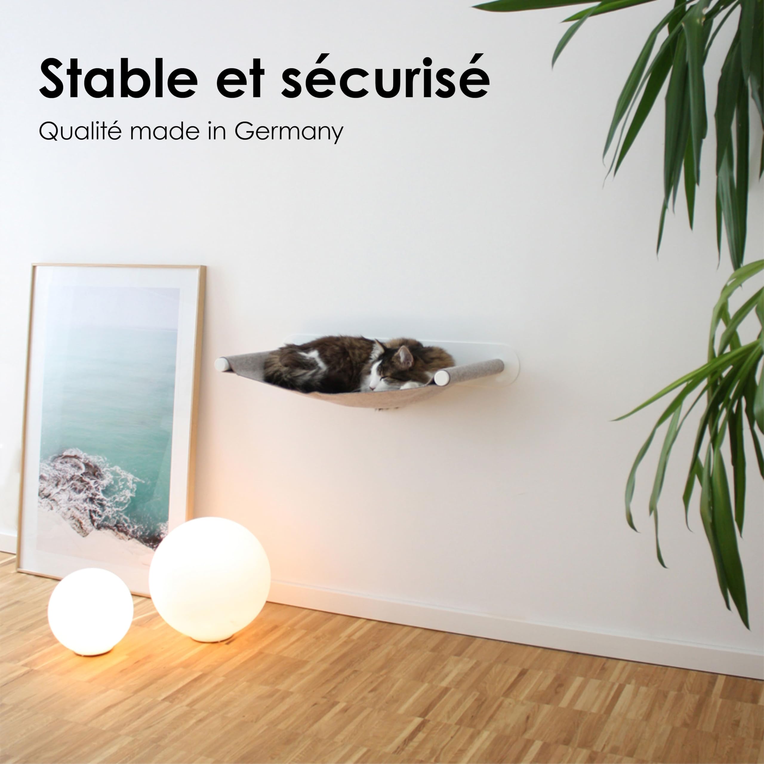 LucyBalu® Swing Hamac Mural pour Chat en Feutre Naturel I Blanc
