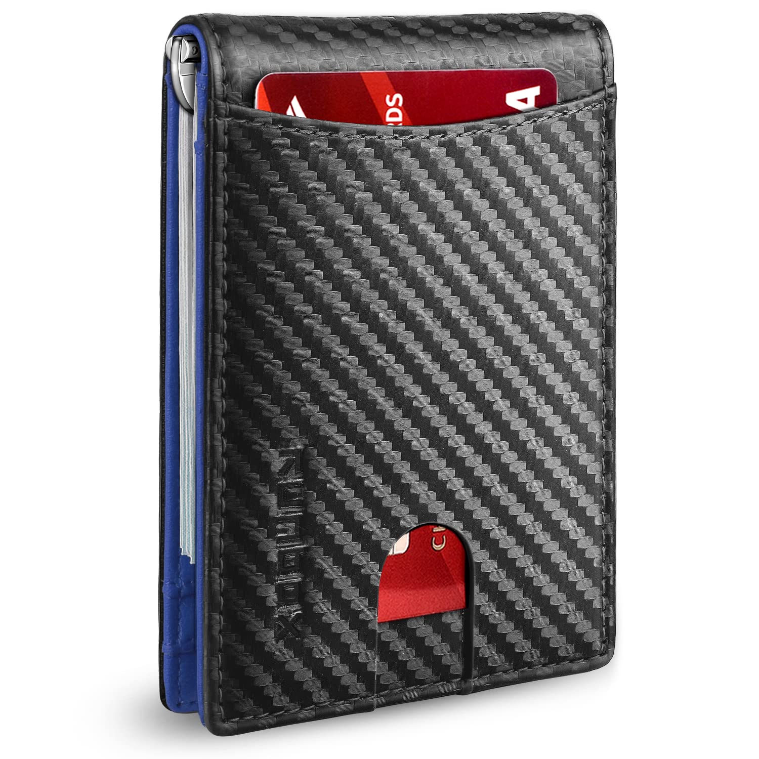 RUNBOX Slim Wallet for Men Genuine Leather RFID Blocking Bifold Minimalist Front Pocket Mens Wallet with Money Clip Thin Gift Box