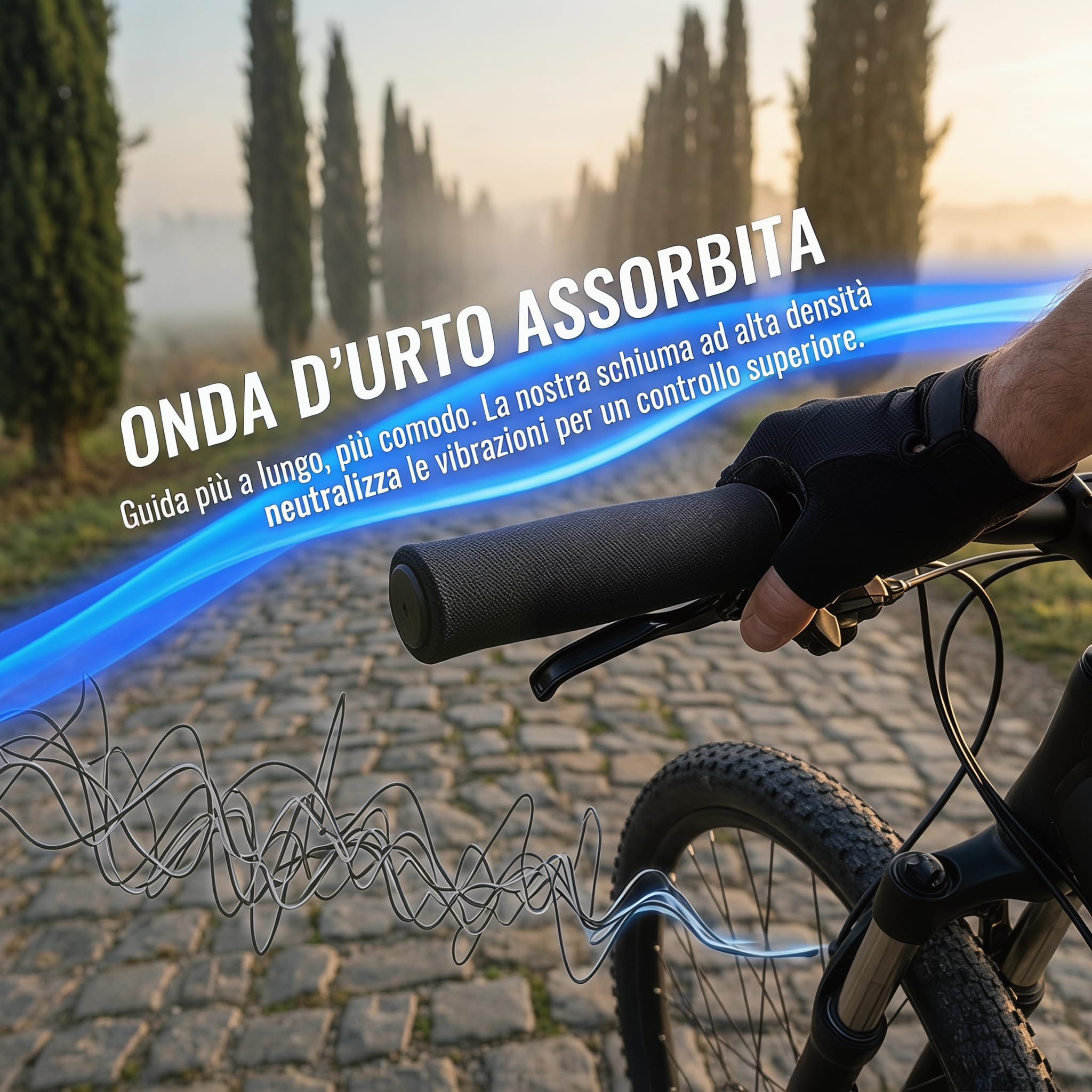 Manopole Moto Antivibranti, 2 Paia Impugnature in Spugna per Manubrio, Antiscivolo per Moto Scooter Bici, Assorbe Vibrazioni e Riduce Affaticamento (Nero)