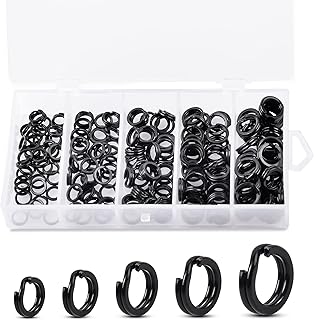 OROOTL Fishing Split Rings Kit, 200pcs Stainless Steel Double Split Rings Heavy Duty Flat Wire Ring Loop for Fishing Lure Hook Connector Freshwater Saltwater Terminal Tackle Accessories