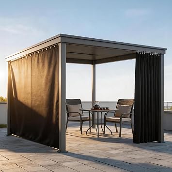 Sun Protection Panel Curtain Outdoor 8 H x 9 W 420D Oxford Fabric Thermal Insulated & Weatherproof Privacy Screen for Patio Enclosure, Balcony, Gazebo, Pergola, Carport