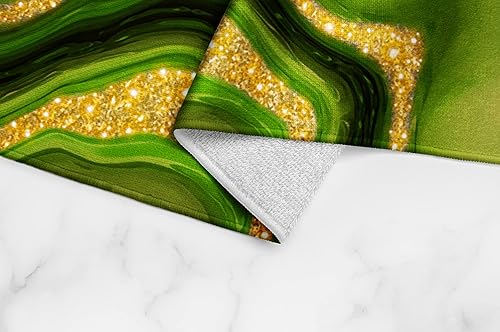 Miniatura 3 de Toalla de mano con estampado de mármol verde lima y dorado, toalla de cocina con estampado de ágata sintética, toalla de baño, paño de rizo de