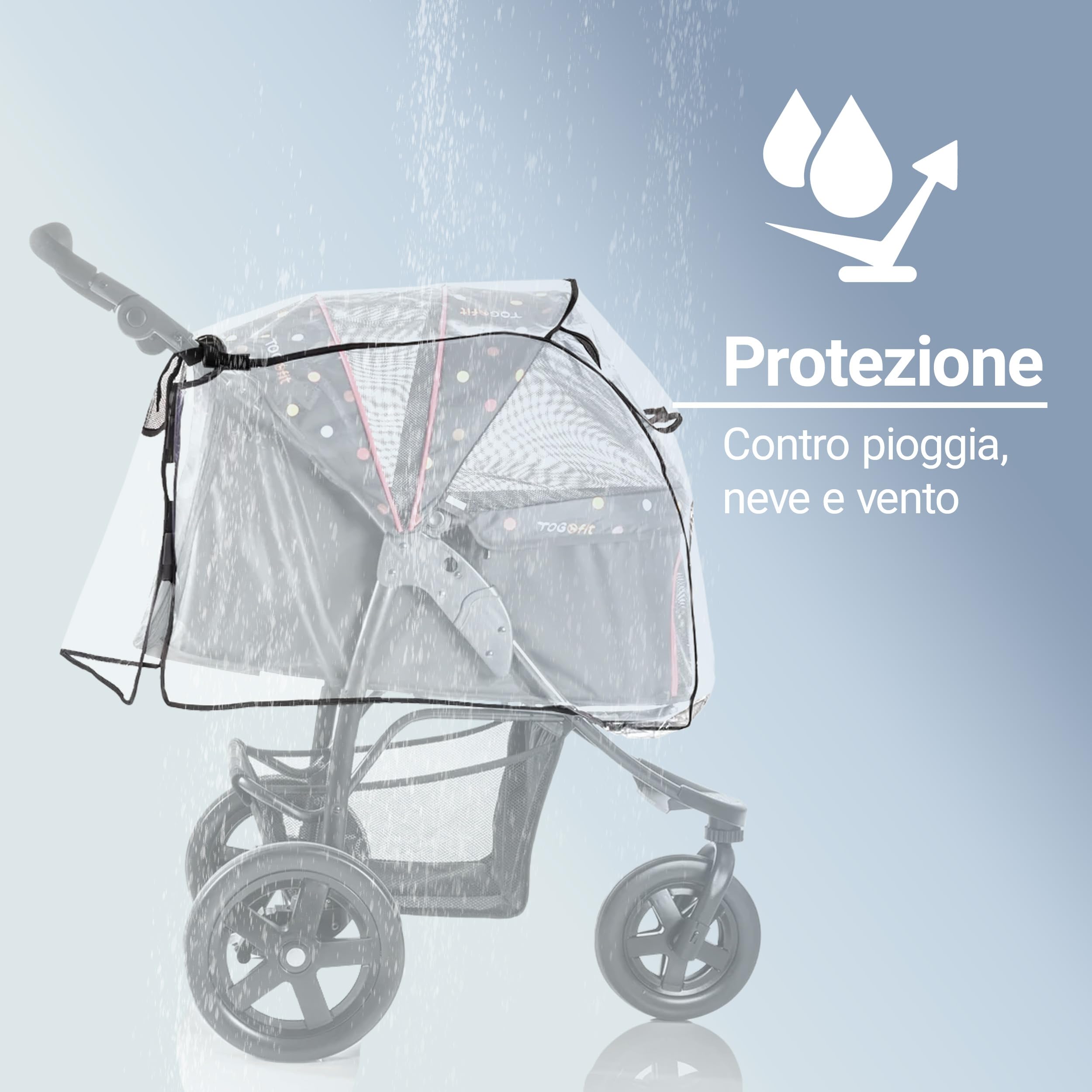 Zamboo Protezione Parapioggia Passeggino per Cani, Gatti, Conigli - Antipioggia con Finestra, Ventilazione e Cerniera (Carrozzina non inclusa)