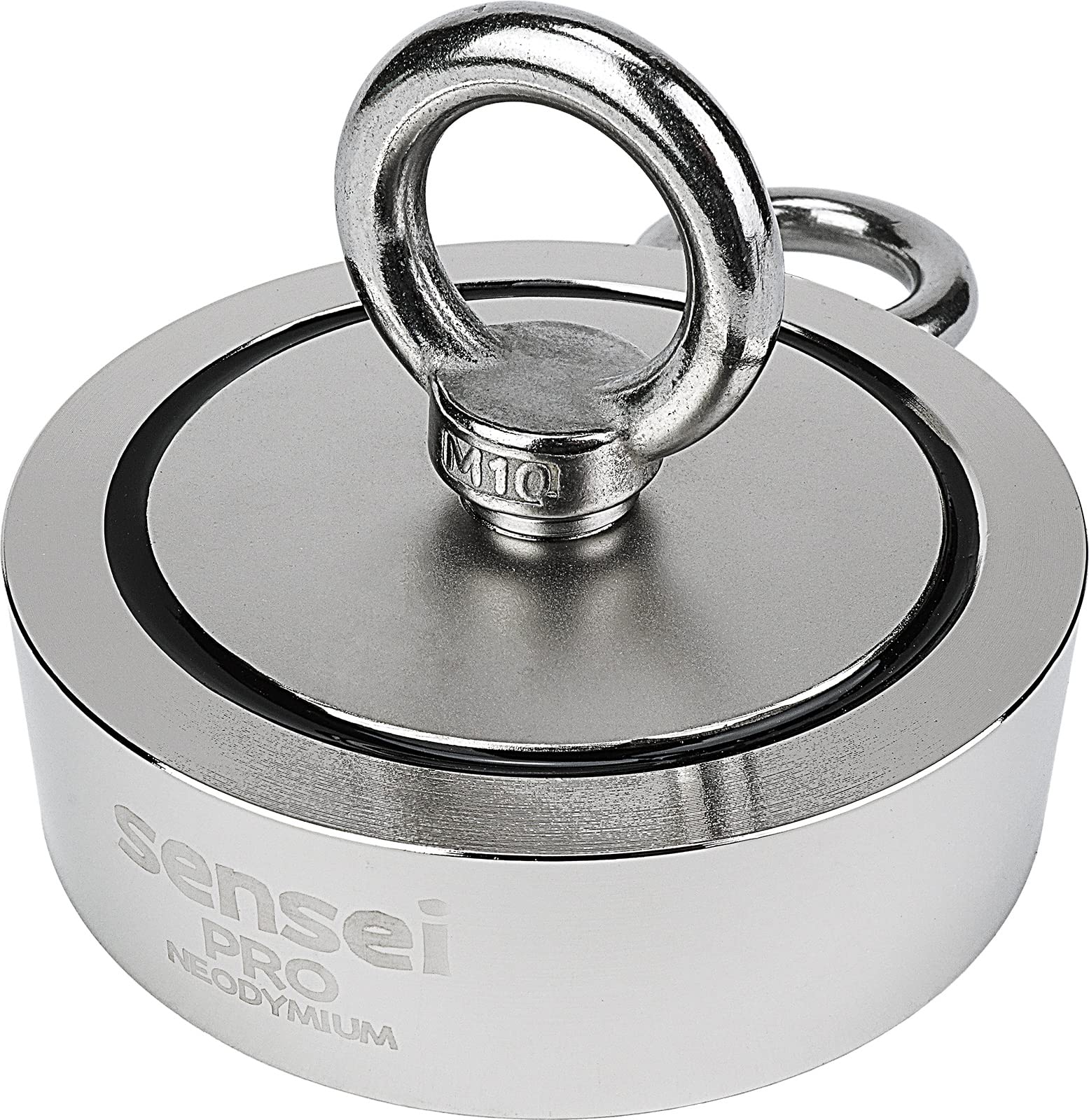 SENSEI Aimant en Néodyme Double Face 350 kg N52 à Deux Anneaux Ø9,4 x H2,8 cm