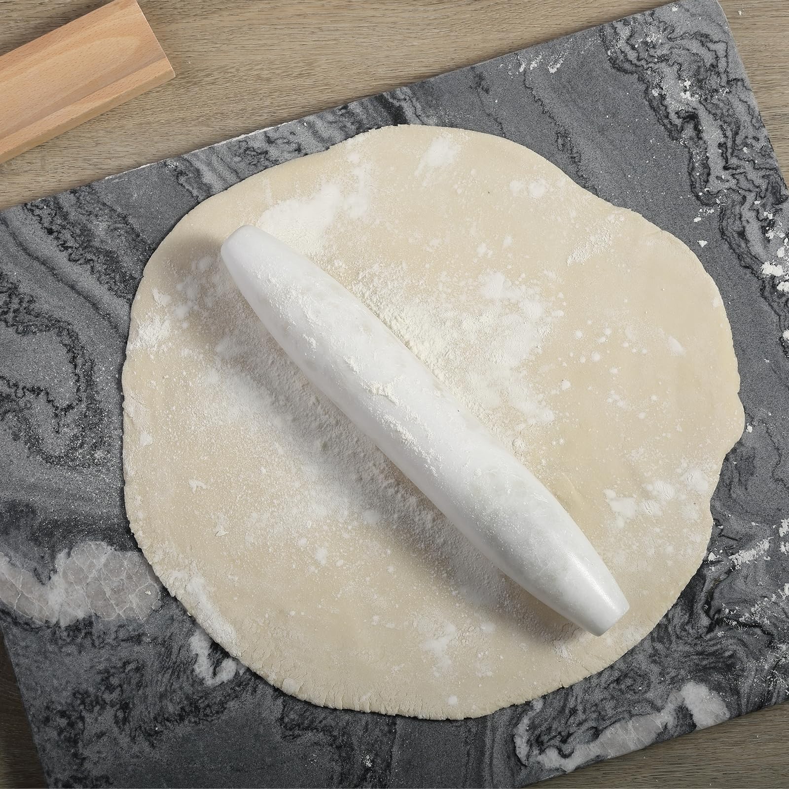 Koville Französisches Nudelholz aus afrikanischem natürlichem Marmor, 30,5 cm, antihaftbeschichtet, zum Backen, Teigroller für Nudeln, Knödel, Fondant, Kuchen, Brot, Pizza, Küchen-Backwerkzeuge (Namib