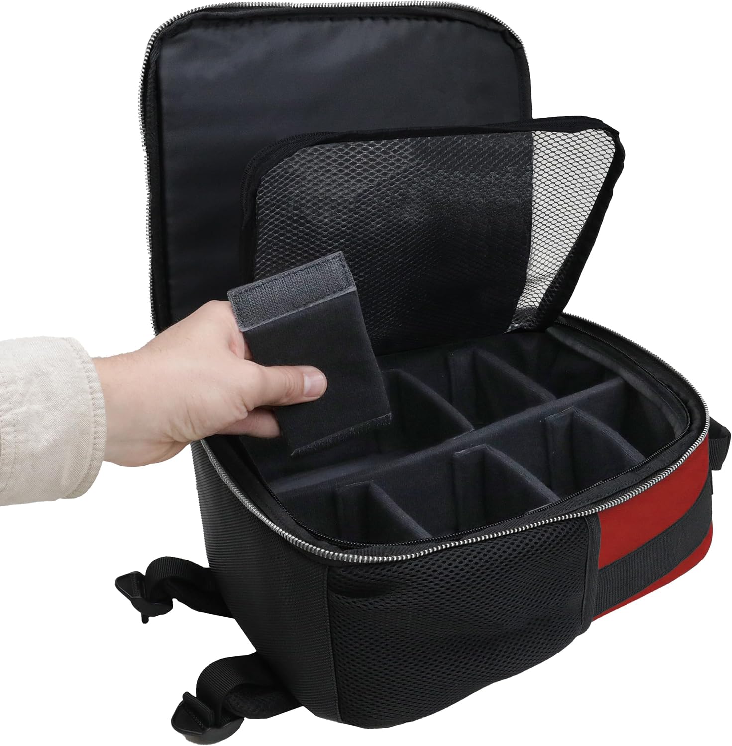 ENHANCE Collector's Edition Small Card Backpack - Card Defender Screen, Storage for Dice Bag, Deck Boxes - TCG Backpack with Playmat Holder, Compatible with Magic the Gathering & more (Dragon Red)