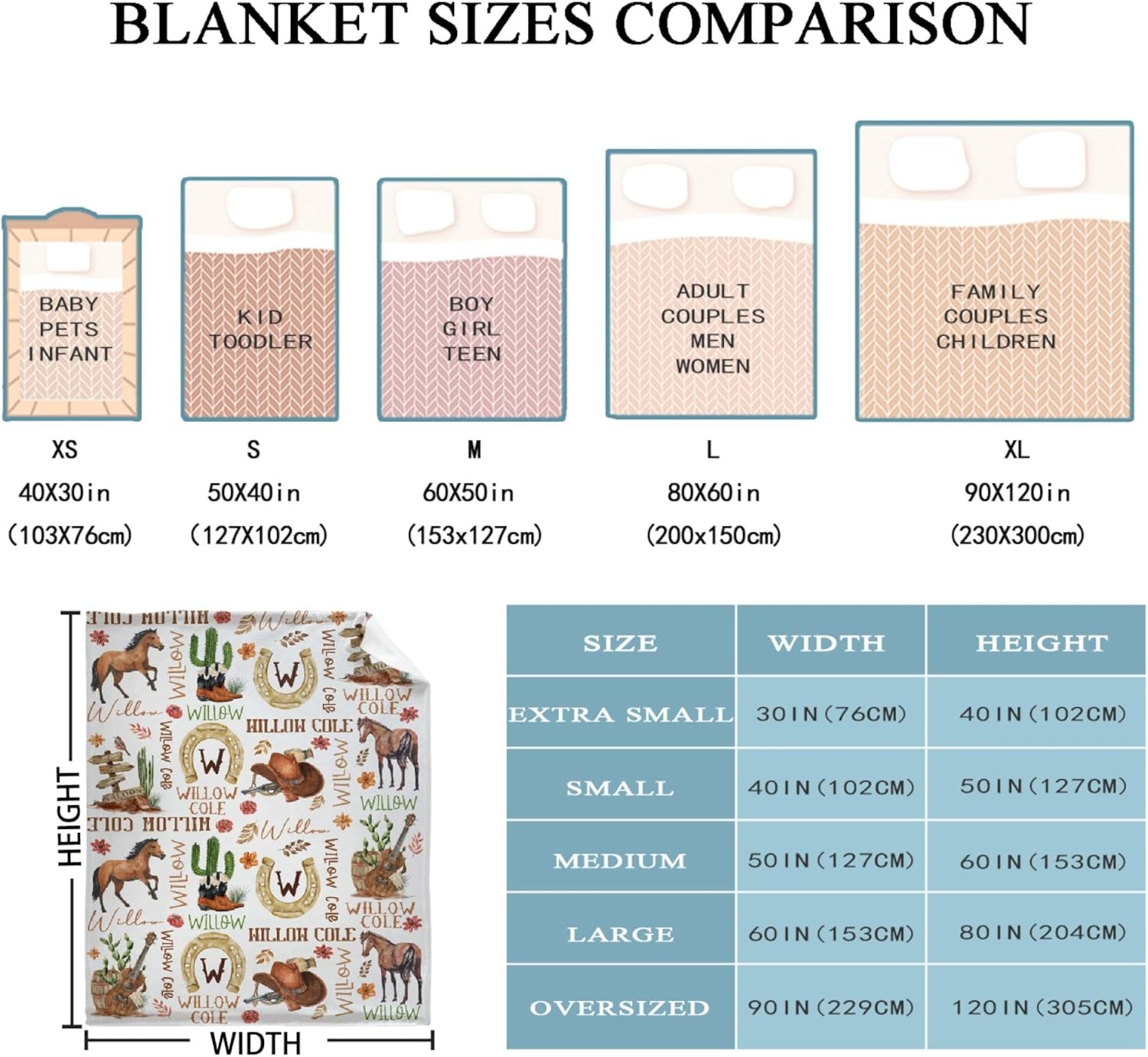 Personalized Western Cow-Boys Boots Blanket Gift for Boy Girl, Personalized Western Cow-Boys Boots Plush Blanket Decor Soft Lightweight Throw Blanket Quilt for Couch Sofa 50x40In for Kids