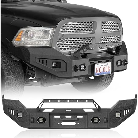 Matte Black Front Grille For Ram 1500 2013-2018 – With LED Off-Road Lights & RAM Letters, Direct Replacement, Aggressive Style