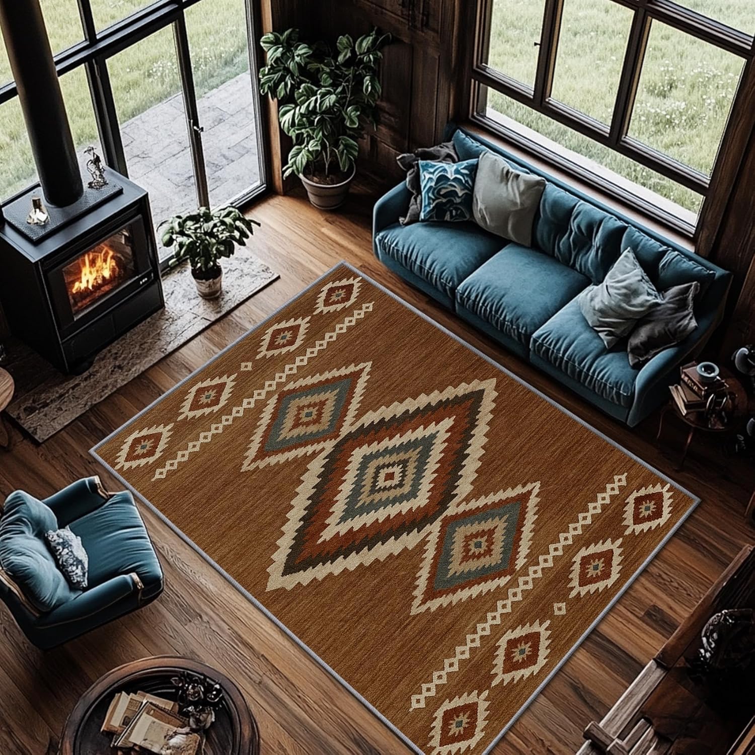 Southwest Rug Small - Native American Rug 2x3, Southwestern Aztec Tribal Area Rugs, Vintage Geometric Boho Door Mat, Washable & Non Slip & Soft Small Carpet Home Decor #A092