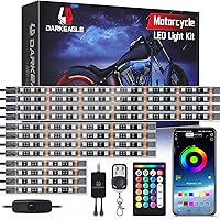 Vista 12 de 8 kits de luces LED RGB segmentadas para motocicleta con control remoto APP/RF, luces subterráneas multicolor con señal de giro de freno, tira
