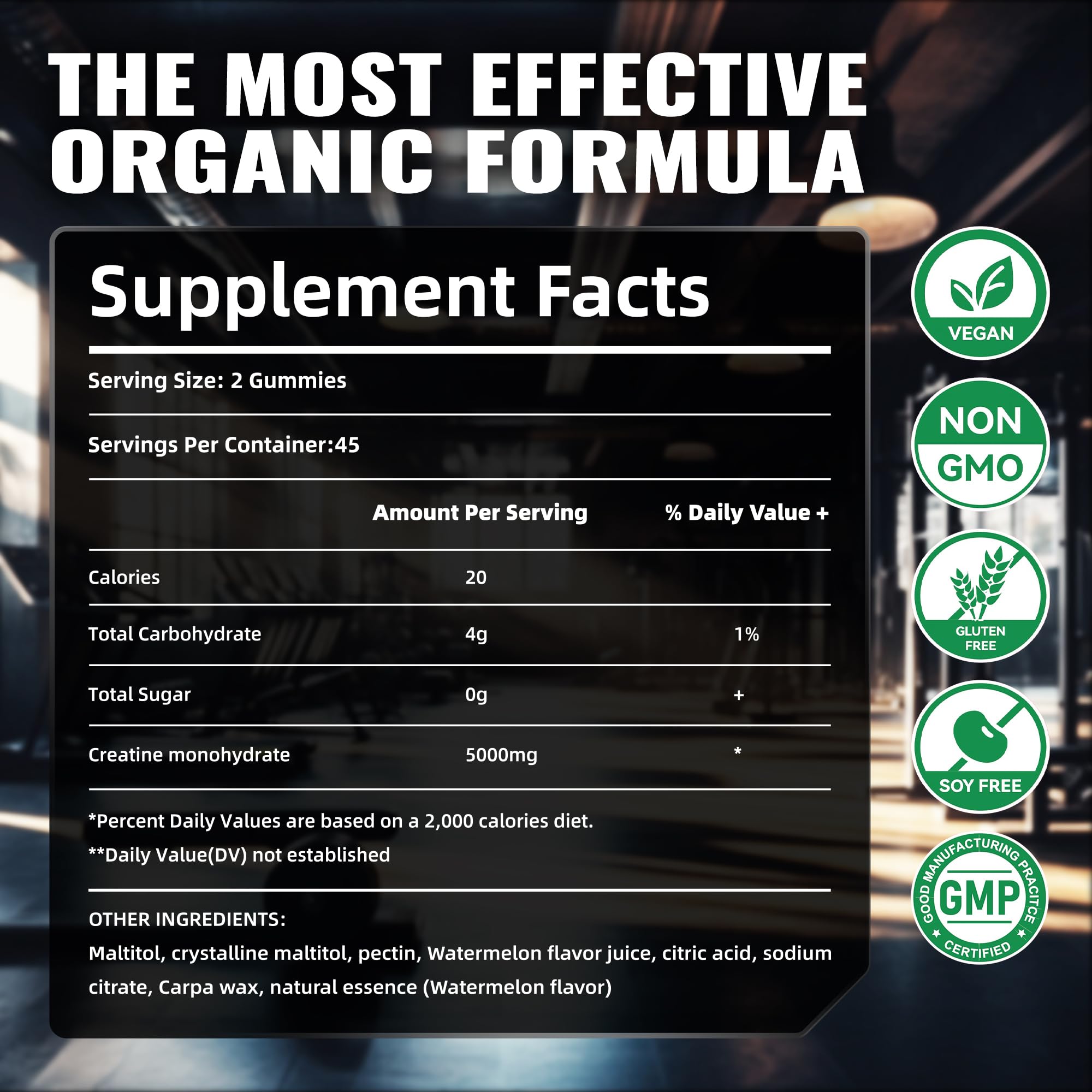 Creatine Monohydrate Gummies, NSF Certified, 5g Dose for Men & Women to Support Muscle, Strength, Recovery, Cognitive Health & Memory, Watermelon Flavor, 90 Gummies — Amazon image 3