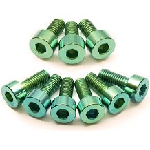 MonsterBolts - Floyd Rose Style Guitar Locking Nut 4 and Saddle Intonation Mounting Hold Screws 7, Green Anodized Titanium, 7-String Set