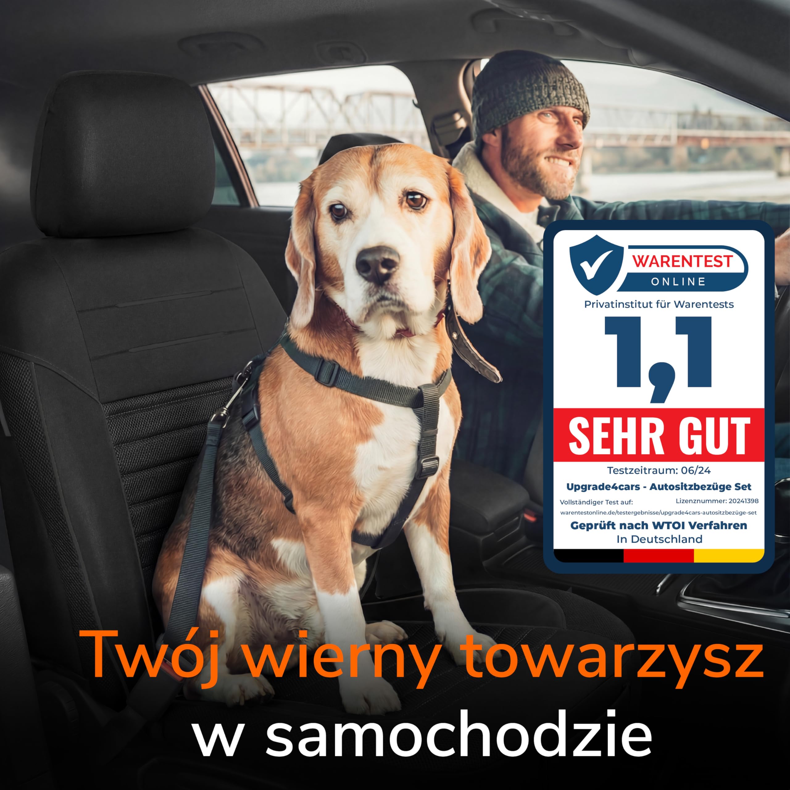 Upgrade4cars zestaw pokrowców na siedzenia samochodowe wersja 2026 | uniwersalne pokrowce na siedzenia w kolorze czarnym dla fotela kierowcy i pasażera | akcesoria do wnętrza samochodu dekoracja