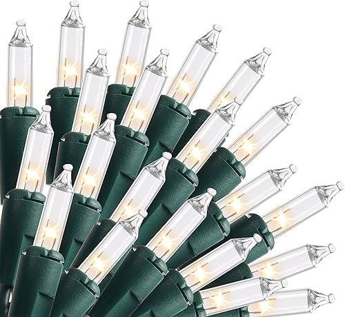 Joiedomi 400 (4 x 100) luces de Navidad, 98.8 pies, luz blanca cálida para árbol de Navidad, luces de cadena de alambre verde transparente para