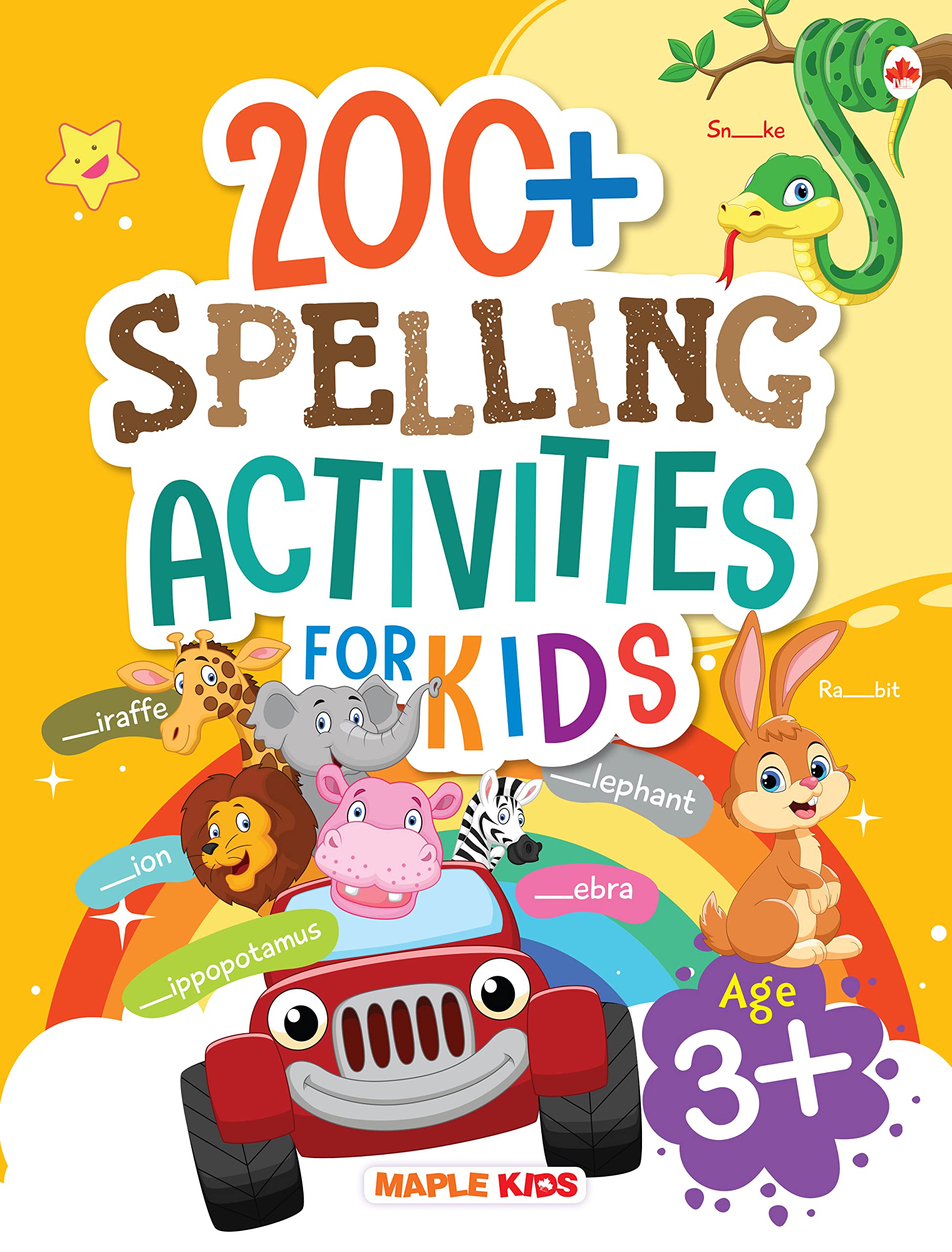 English Grammar Book for Kids - 200+ Spelling Activities for Age 3+ - Letter Spellings, Rhyming Words, Syllables, English Grammar, Vocabulary
