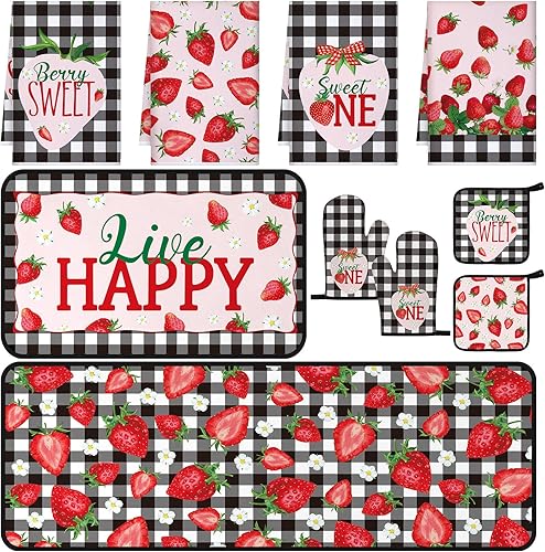 Miniatura 21 de Juego de 10 toallas de cocina de pollo estilo granero, juego de manoplas de horno y soportes para ollas, juego de decoración de cocina de granja