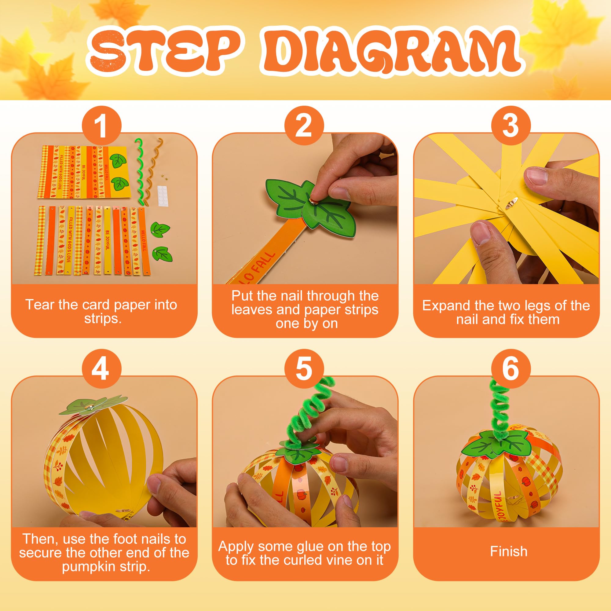 Tlswshsy Lot de 45 citrouilles en papier pour Halloween, Thanksgiving, kit de loisirs créatifs, citrouilles en papier d'automne pour l'automne, cadeaux de fête religieuse