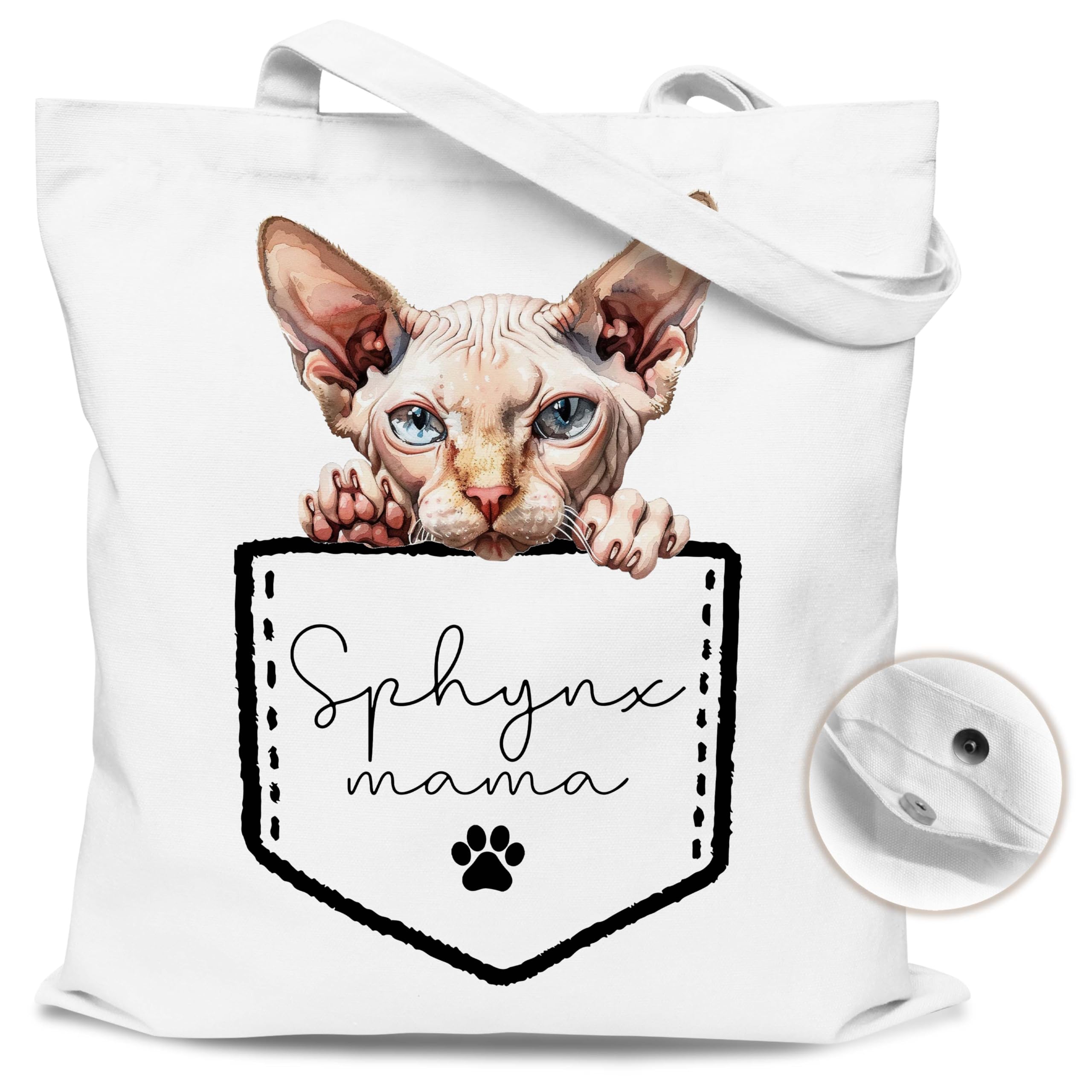 EJGFS Cat Mama Canvas Tote Bag with Magnetic Buckle-Cat Lovers Gifts for Birthday, Mother's Day, Christmas.