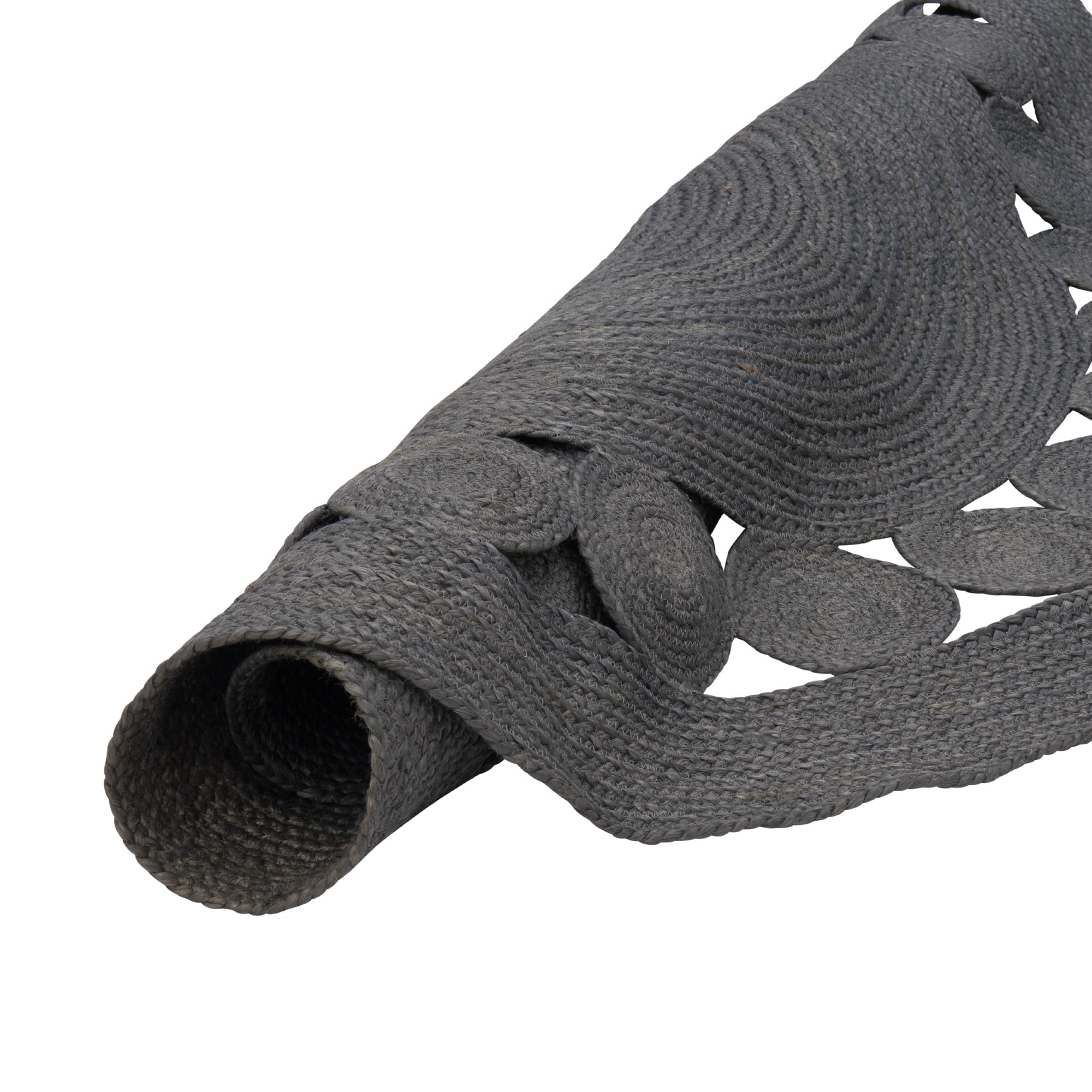 Pergamon Tapis Rond en Jute Salsa Moderne Anthracite - Fait Main en Fibre Naturelle résistante - Design Simple avec Motif tressé - Différentes Tailles Disponibles