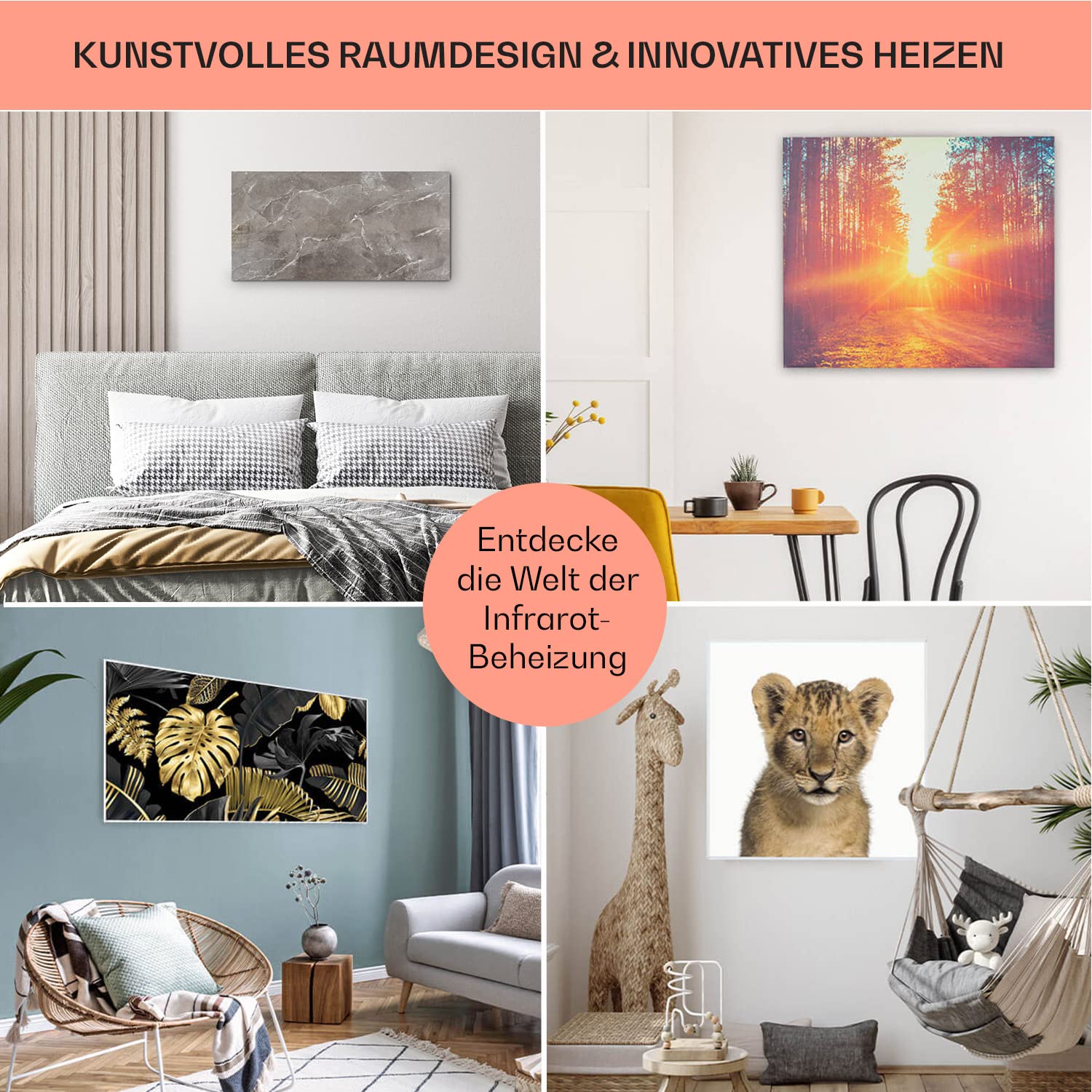 Klarstein 2-in-1 Infrarotheizung & Konvektor, Infrarotheizung mit Thermostat 500W, IP24-Infrarotheizung zur Wandmontage mit App-Steuerung, Erkennung offener Fenster, Hybridheizung Elektrisch