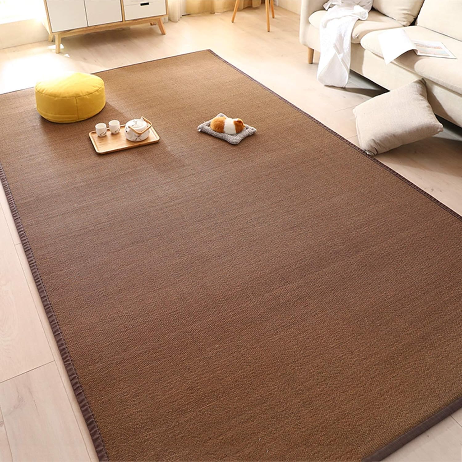 Zruyi Bambus-fußmatten, Teppichunterlage, Rutschfester Teppich, Handgefertigt Im Japanischen Stil, Für Erkerfenster, Wohnzimmer, Bambusmatte, A, 80x120cm