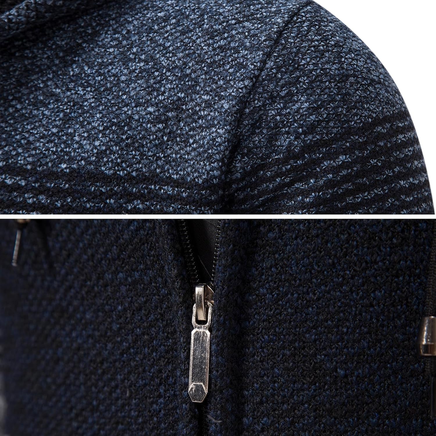 Mylldey Mens Hoodies Knit Sweater, Full Zip Fleece Lined Cardigan Sweaters Casual Regular Fit Knit Hooded Men Sweater Jacket - Image 5