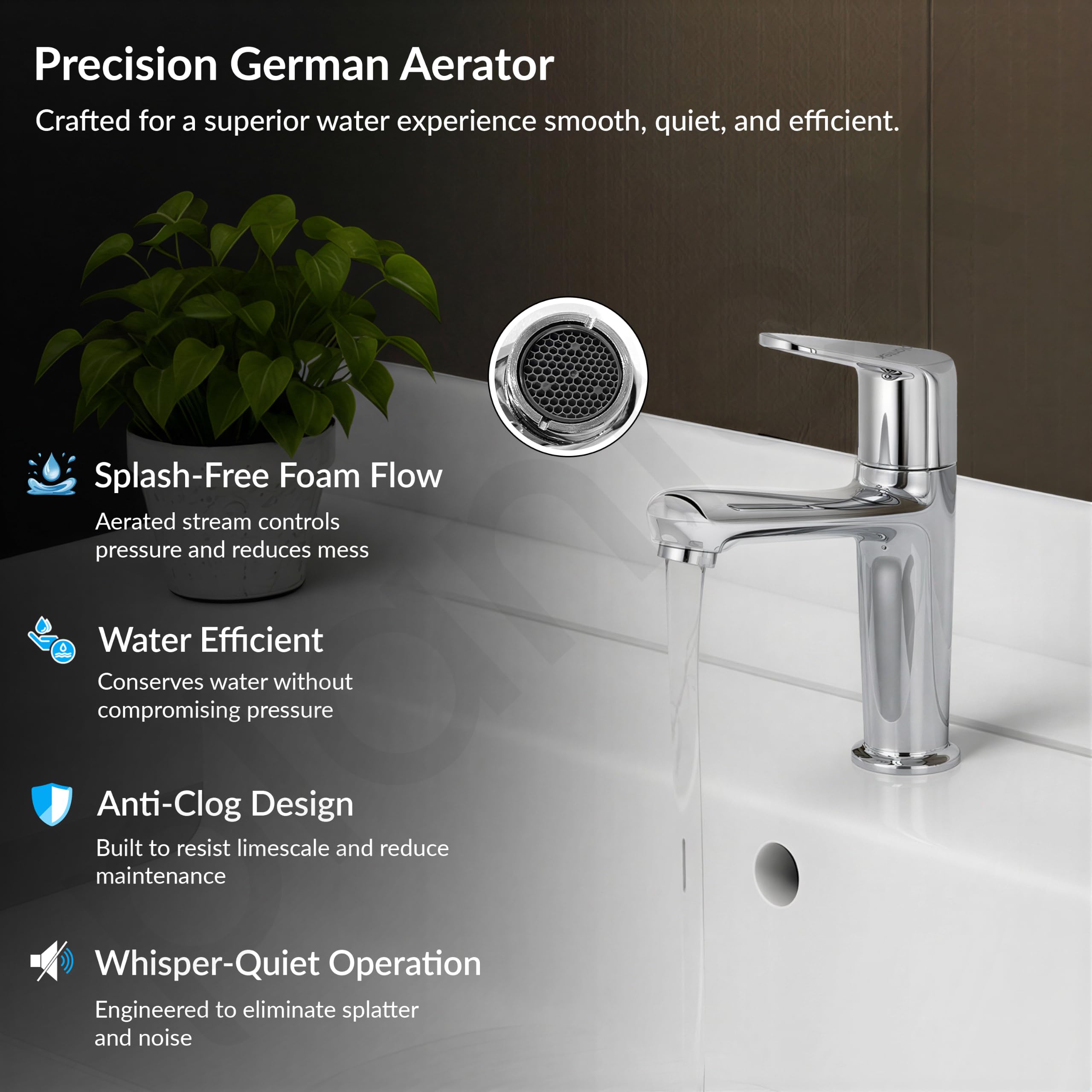 Plantex Brass Basin Tap - Chrome Finish -5