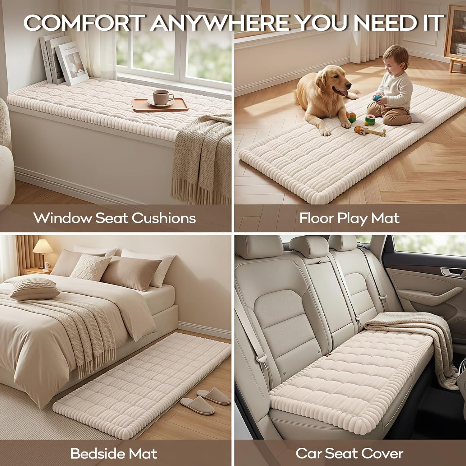 decorUhome Fuzzy Pet Couch Cover for Dogs, Non-Slip Sofa Covers for 3 Cushion Couch, Soft Thick Furniture Couch Protector, Washable Sofa Slipcovers, White, 27.6" x 70.9"