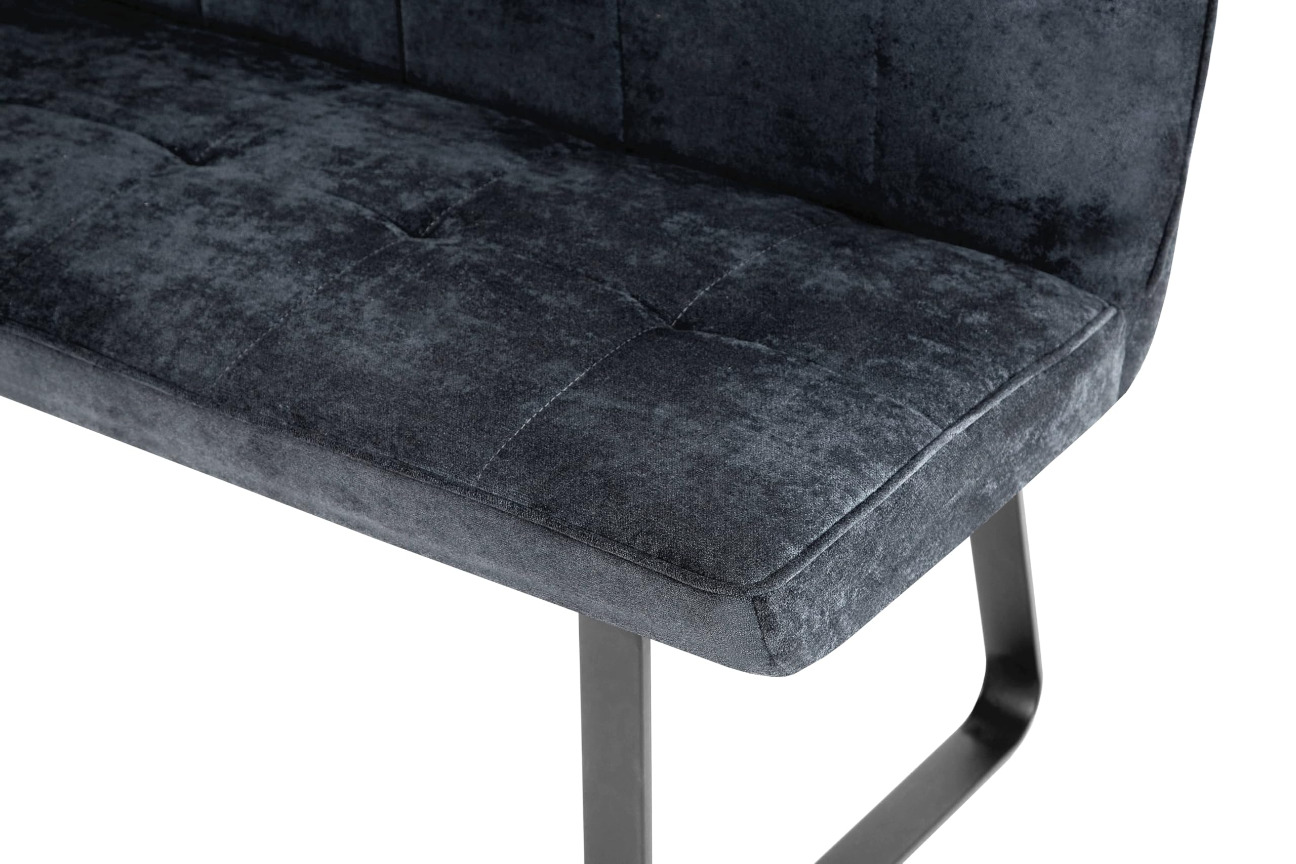 byLIVING Bank TALEA, Bank mit Rückenlehne, B 140, H 92, T 59 cm | Moderne Sitzbank mit einem Webstoff-Bezug dunkelgrau, Metall Gestell schwarz pulverbeschichtet