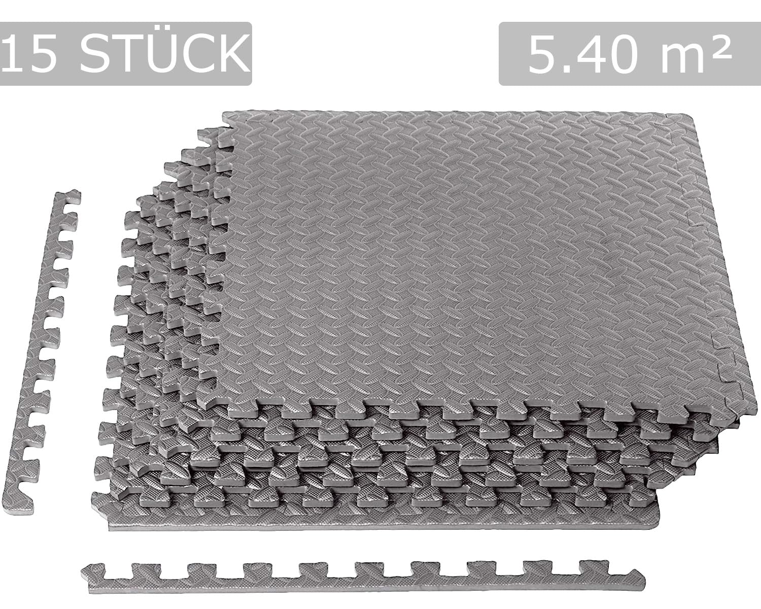 Meisterhome Set di tappetini protettivi da 60 x 60 x 1 cm, tappetino puzzle di protezione per pavimenti, tappetino per fitness, ginnastica, sport, allenamento, colore antracite, 15 pezzi