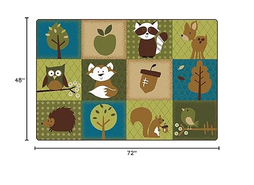 Miniatura 2 de Carpets for Kids 22724 KIDSoft Nature's Friends - Alfombra rectangular para cuarto de bebé, aula, 4 x 6 pies, color marrón