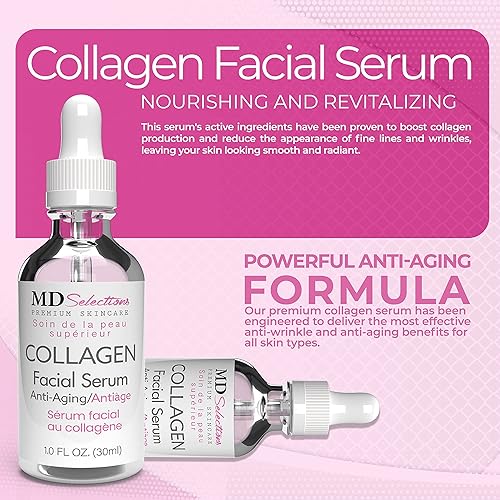 Miniatura 5 de MD Selections Suero facial de colágeno tensa, firme y suave con péptido de colágeno y té verde, fórmula facial antienvejecimiento avanzada de