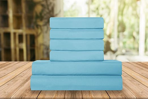 Elegant Comfort Luxury Soft Bed Sheets 1500 Premium Hotel Quality Microfiber Softness Wrinkle and Fade Resistant (6-Piece) Bedding Set, California King, Aqua Blue
