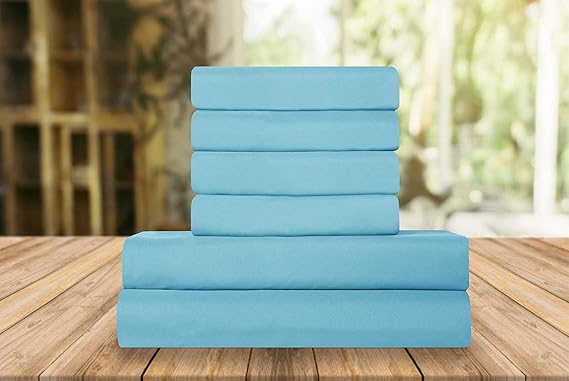 Elegant Comfort Luxury Soft Bed Sheets 1500 Premium Hotel Quality Microfiber Softness Wrinkle and Fade Resistant (6-Piece) Bedding Set, California King, Aqua Blue