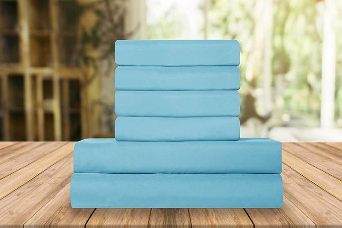 Elegant Comfort Luxury Soft Bed Sheets 1500 Premium Hotel Quality Microfiber Softness Wrinkle and Fade Resistant (6-Piece) Bedding Set, California King, Aqua Blue