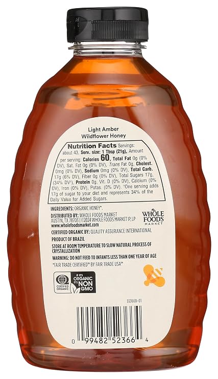 365 by Whole Foods Market, Organic Light Amber Wildflower Honey, 32 Ounce