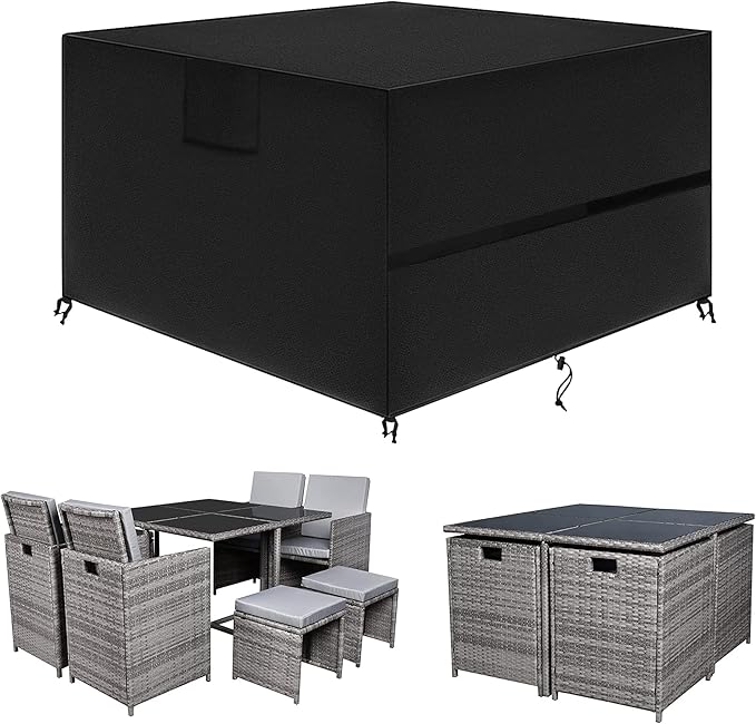 SIRUITON Cube Garden Furniture Cover, Rattan Cube Set Cover Waterproof