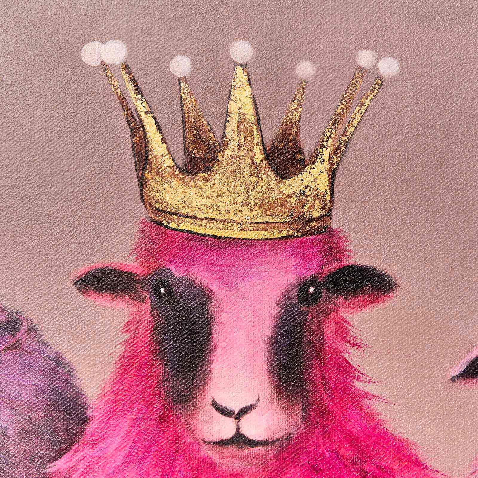 WERNS Gemälde Schaf Royal Sheep handgemaltes Schaf-Porträt königlicher Look Unikat Wandbild 80x100 cm