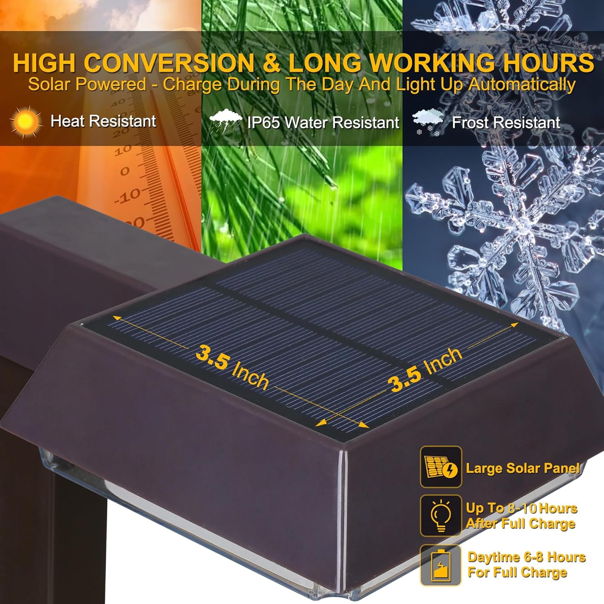 Bobcat Solar Wegeleuchten Super Hell 300 Lumen mit 2 in 1 Warmweiß und Tageslichtmodi, Schwarze LED Solarleuchten Außen Wasserdicht für Weg, Gehweg, Auffahrt oder Gehweg Licht (6 Pack)