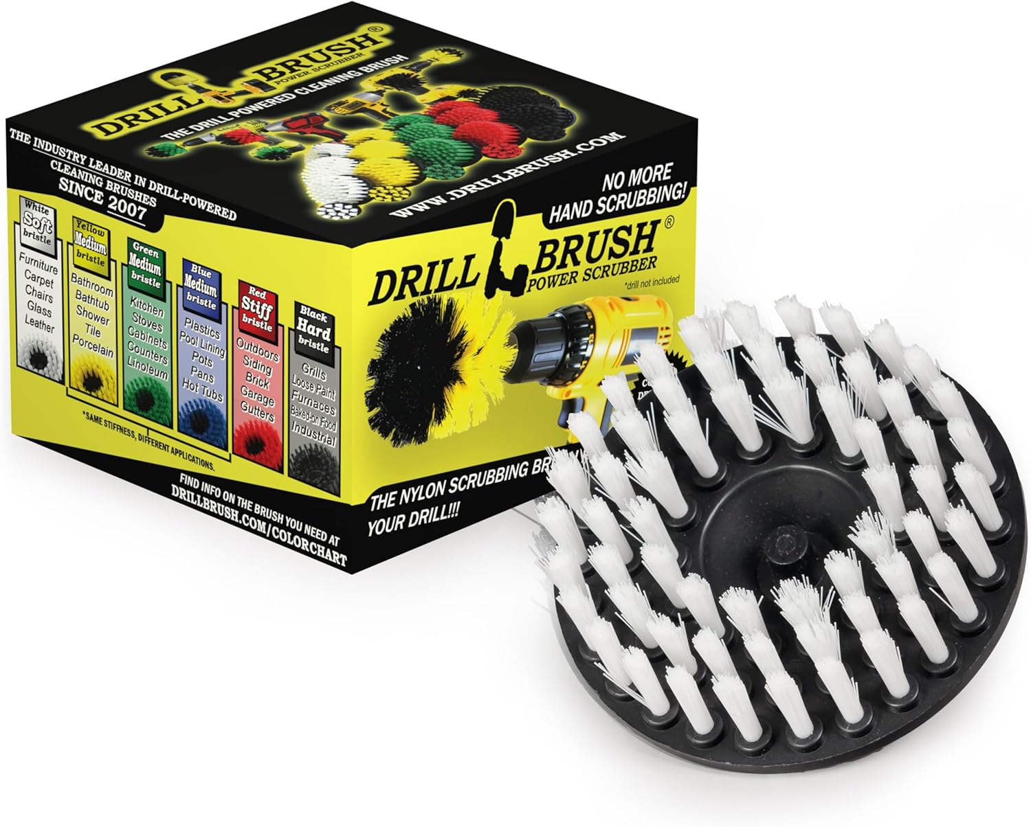Grill Cleaning Supplies - Nylon Alternative to Wire Brush for Drill - BBQ Grill Brush Electric Spin Scrubber - BBQ Smoker Accessories - Graffiti Remover - Scrubber for Drill - Concrete Scrub Brush