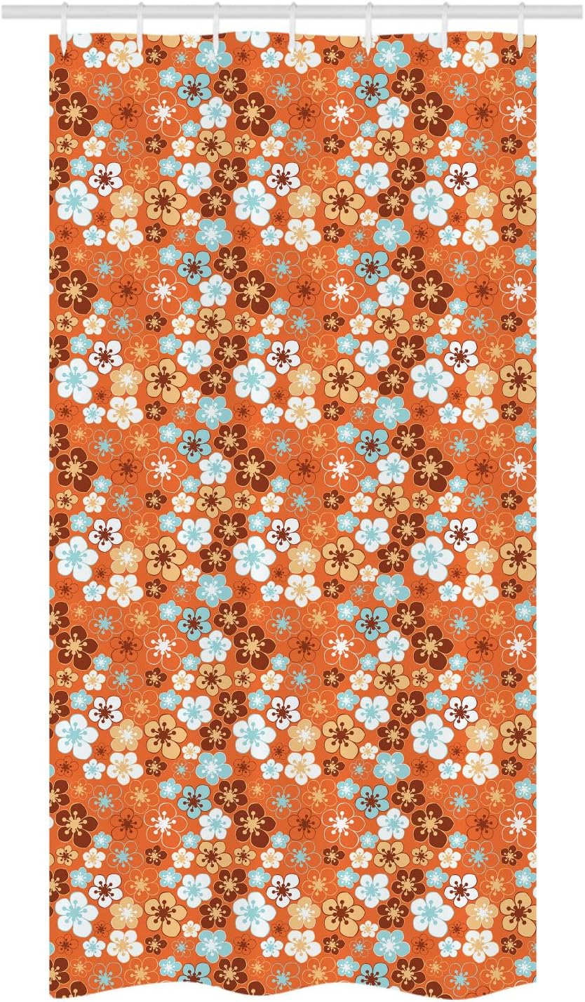 Ambesonne Checkered Stall Shower Curtain, Abstract Striped Design Scottish Culture Inspired Celtic Fashion, Decorative Fabric Set with Hooks for Bathroom, 54" W x 78" L, Night Blue Cinnamon