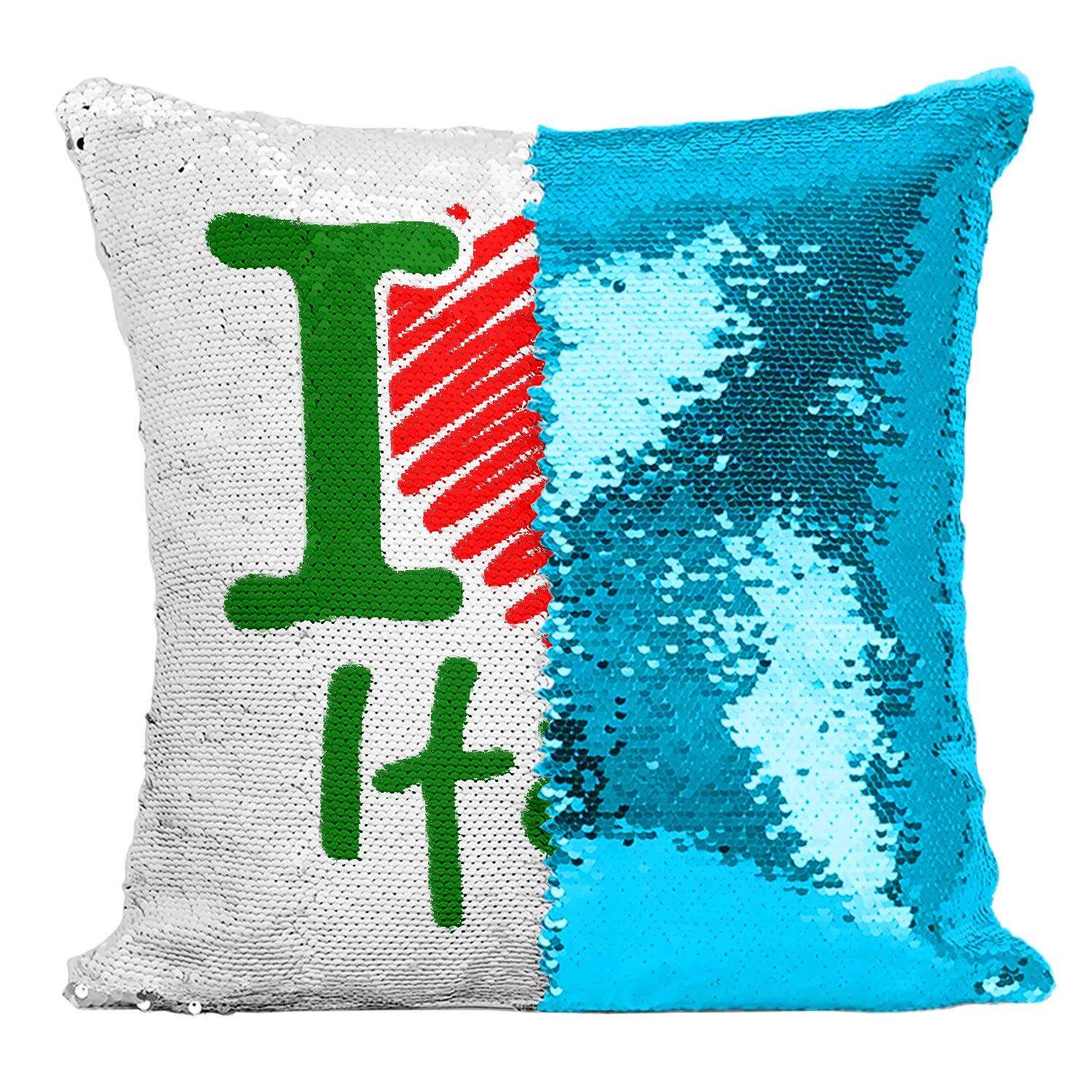 Coussin paillettes turquoise Italie pour déco de salon