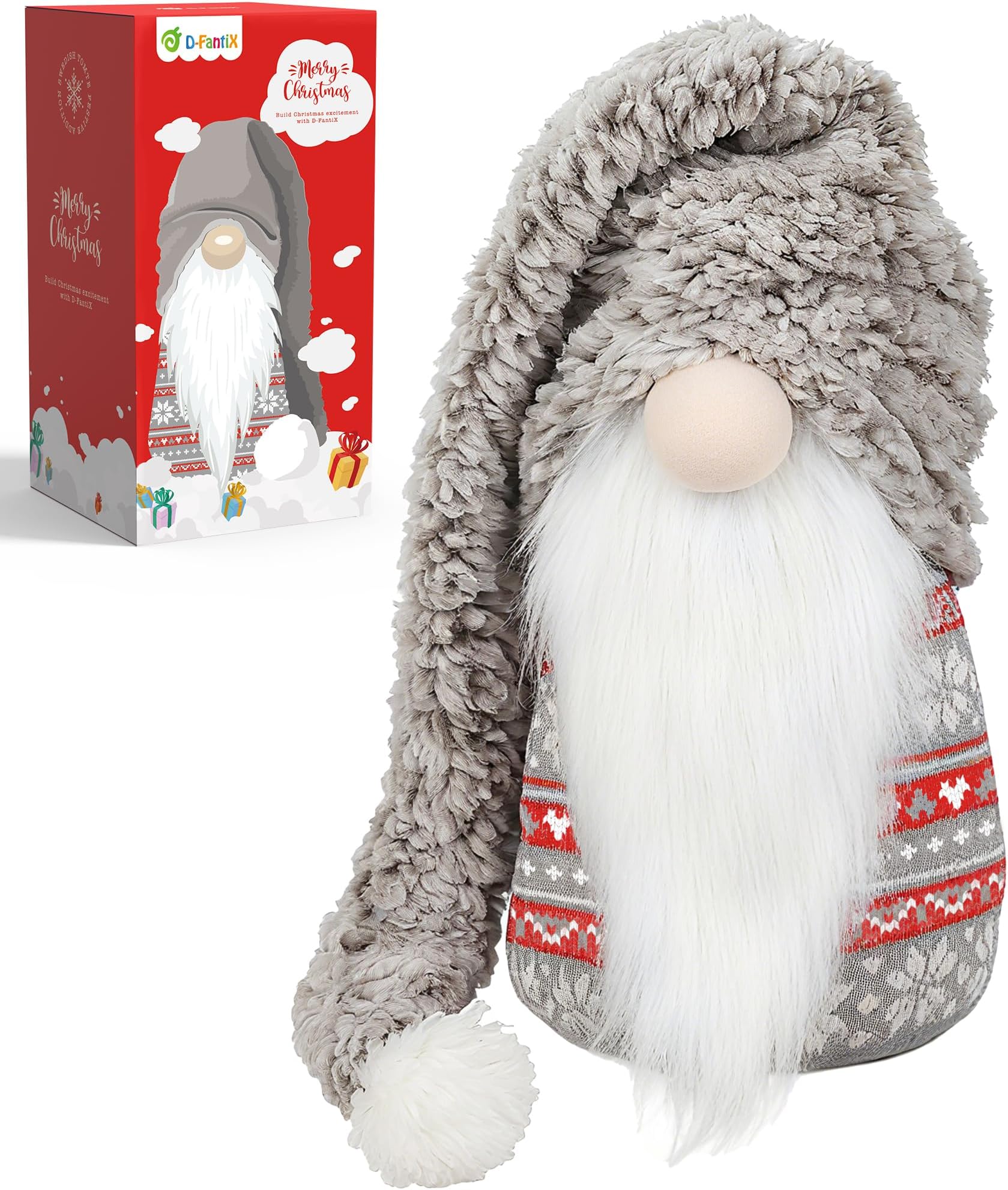 D-FantiX Christmas Gnome Plush 13 Inch Large Swedish Tomte Gnome Ornaments wi...