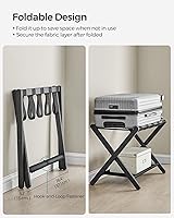 Vista 7 de SONGMICS Portaequipajes, Juego de 2, Soporte Plegable para Maletas con Estante de Almacenamiento, para Habitación de Huéspedes, Hotel, Dormitorio