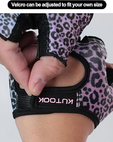 Miniatura 4 de KUTOOK Guantes de levantamiento de pesas para mujer, guantes de entrenamiento de gimnasio con protección de palma y agarre adicional, guantes de