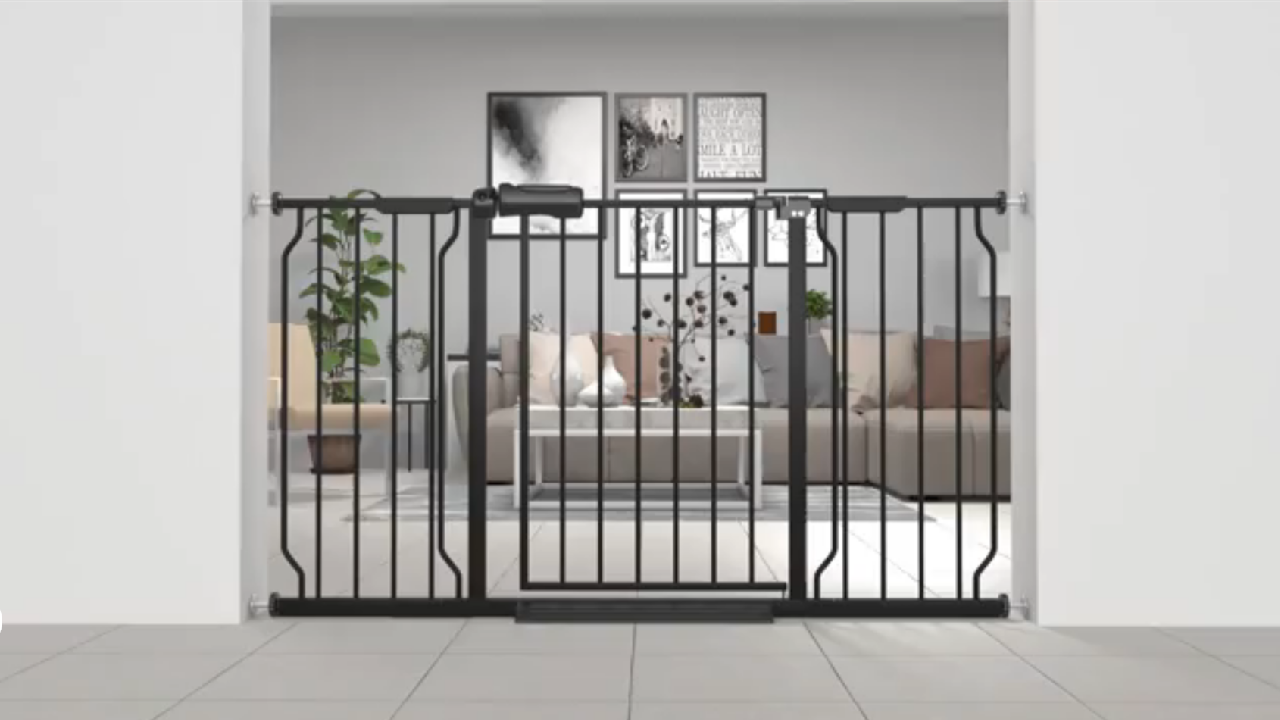 WAOWAO Baby Gate Extra Wide Pressure Mounted Walk Through Swing Auto Close Safety Black Metal Toddler Kids Child Dog Pet… - Image 8