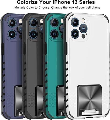 Miniatura 7 de Voildka Funda de teléfono con función atril para iPhone 13, protección contra caídas de grado militar, soporte vertical y horizontal, a prueba de