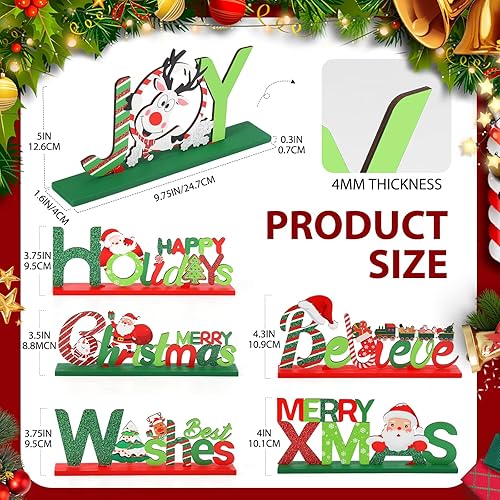 Miniatura 3 de Hommtina 6 piezas de decoración de mesa, letrero de madera de feliz mesa, decoración interior para cenas, mesas auxiliares